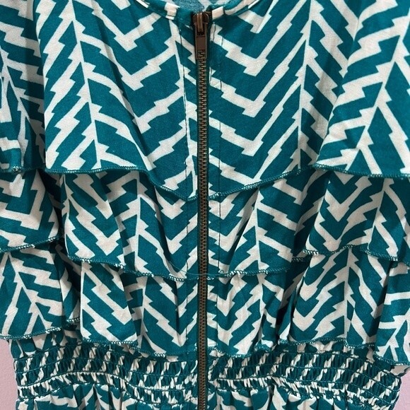 Teal and white ruffle top high low dress size XS - Picture 5 of 7